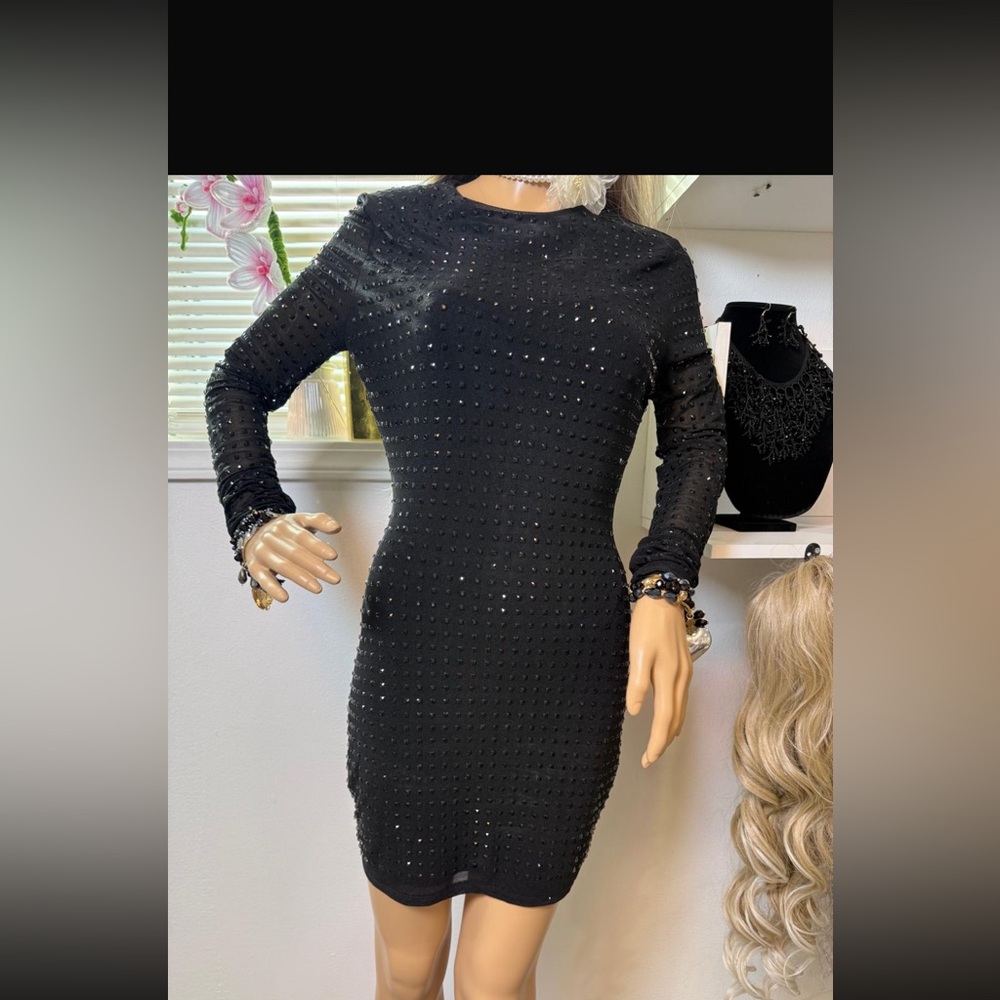 Elegant Black Studded Dress